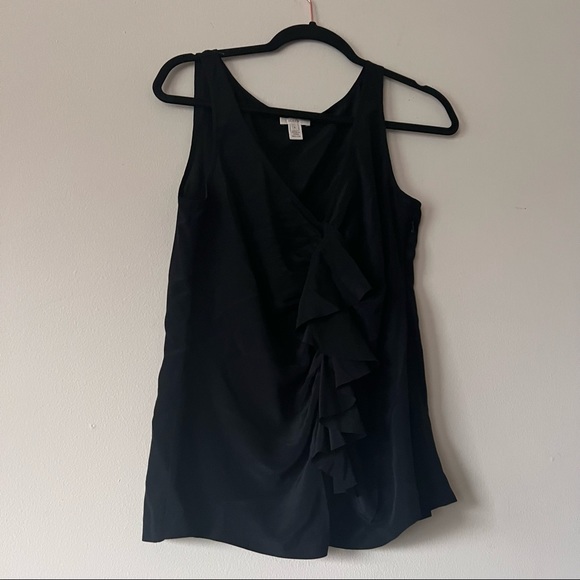 J.Crew Womens Silk Sleeveless V Neck Ruffle Front Blouse Top Size 4 - Picture 9 of 9